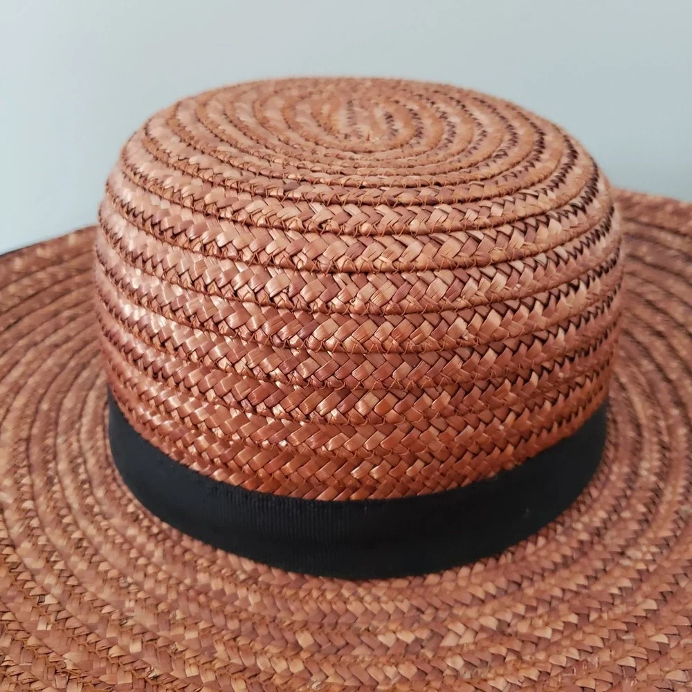 Filippo Catarzi Womens Straw Sun Hat Ribbon Summer Beach Coastal‎ Made In Italy